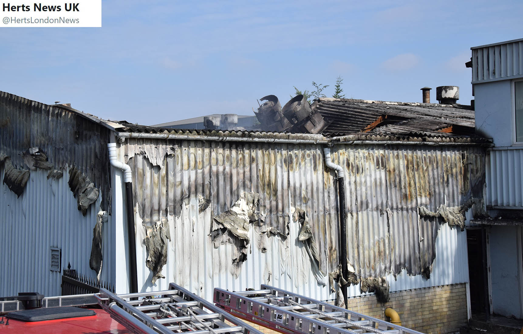 Fire Raged wrecks Building in Watford Reeds Industrial Estate