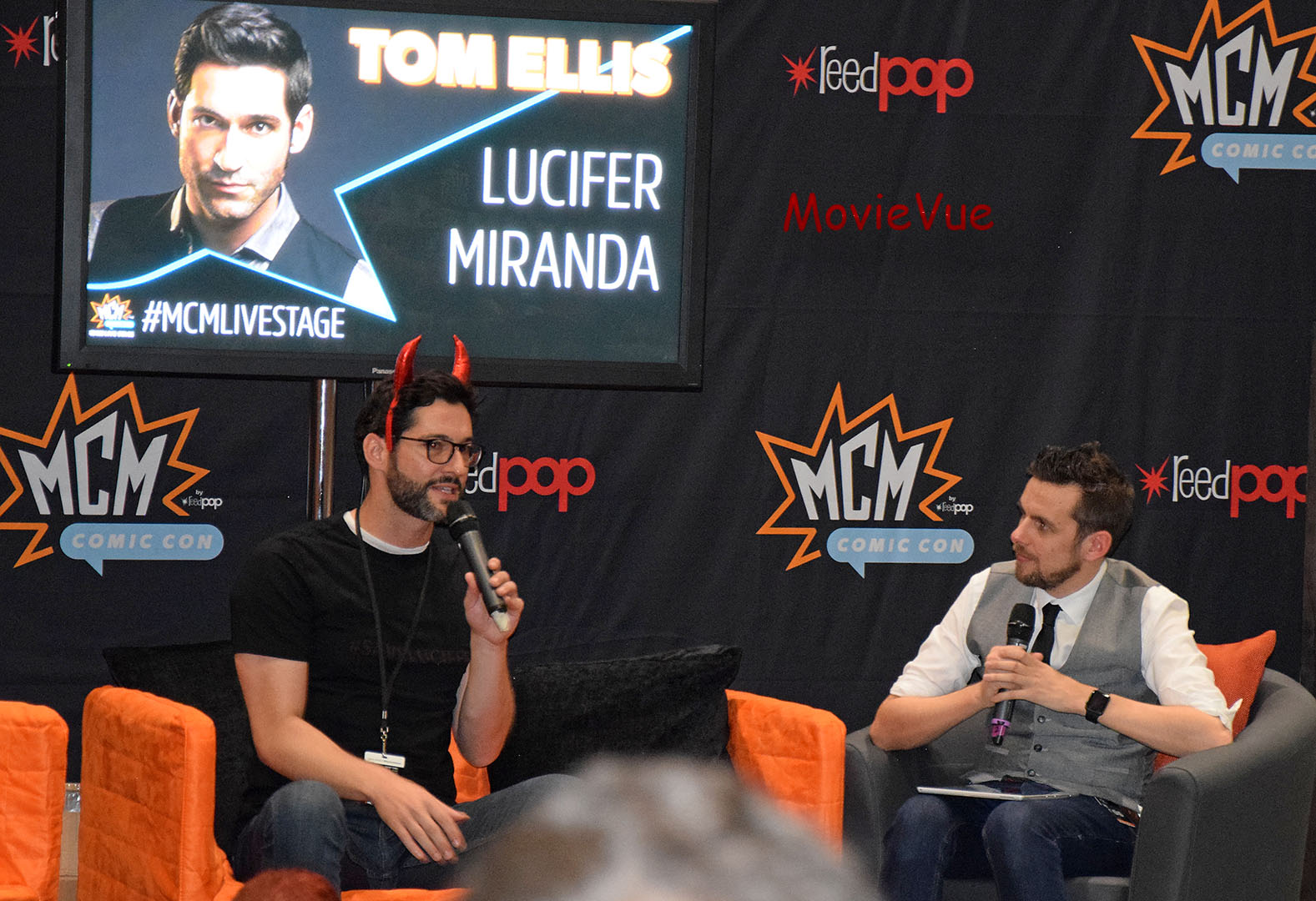 Sporting a set of horns for MCM London Comic Con, star of Lucifer and Miranda Tom Ellis took to the stage today to tell everyone how he was gutted when Lucifer was cancelled but was un-gutted when he saw the strength of the #SaveLucifer response.