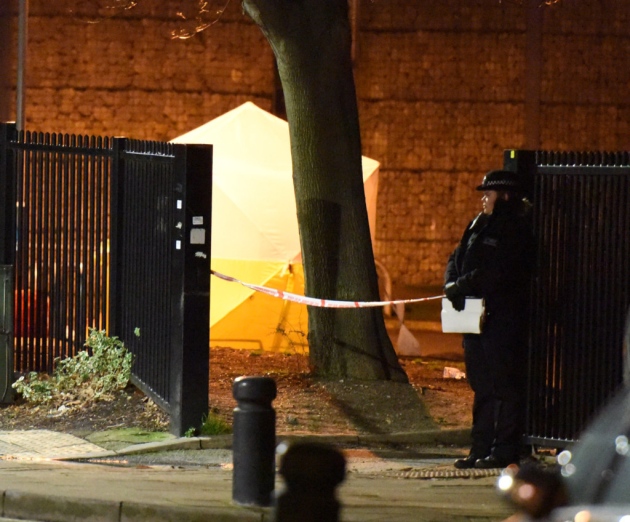 Police at the scene of a stabbing in which a man died on Memorial Avenue in West Ham