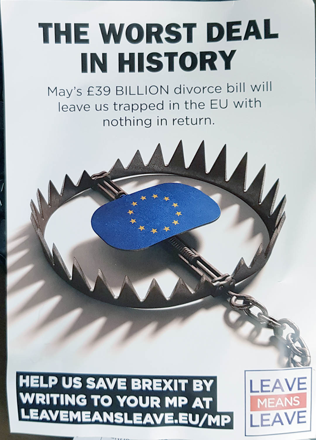Leaflet Poster Save Brexit Leave Means Leave.