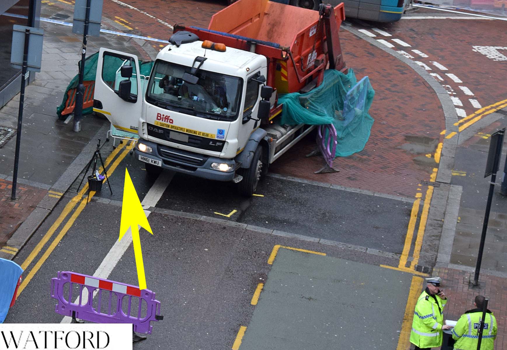 Woman dies in Watford High Street after Skip Lorry collided with her