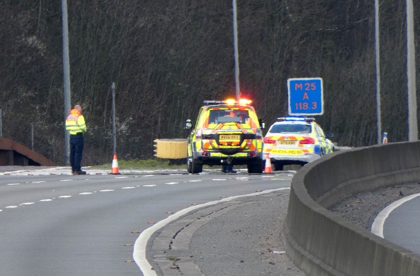 police cordonWoman dies after car crash on M25 near Watford
