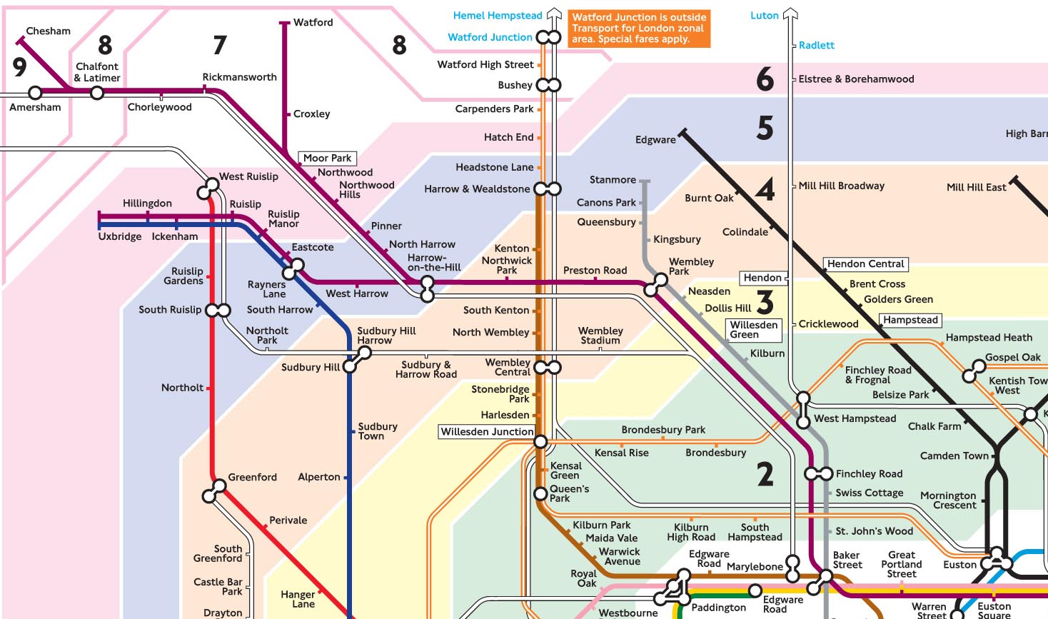 watford public transport map of London